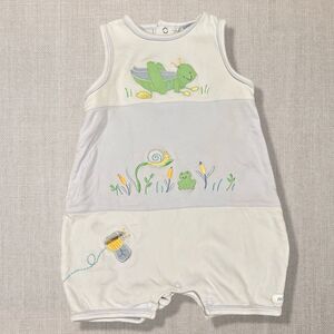 Vintage MinibasiX Baby Romper 24M Blue Grasshopper Frog Bug Cotton 2005